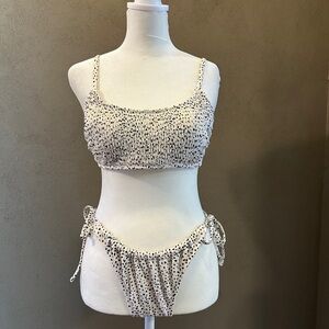 White and Black Polka Dot Bikini Set